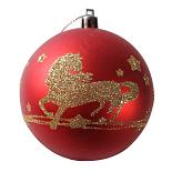 Kerstballen paard 6 stuks rood